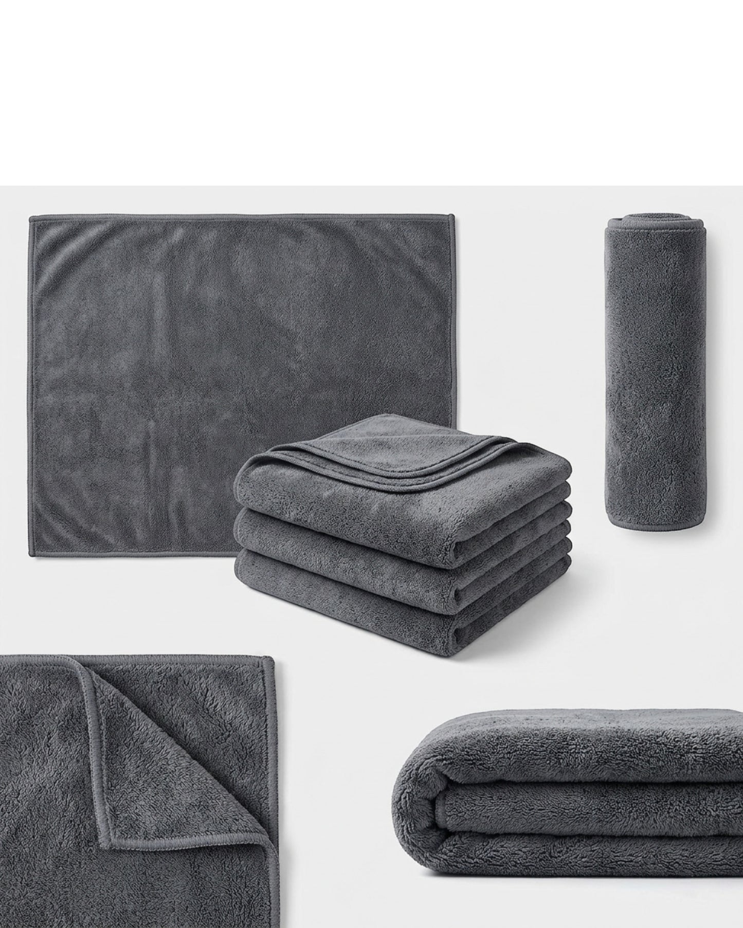 Kamxg Plush Microfiber Car Drying Towel Graphite 3 Pack