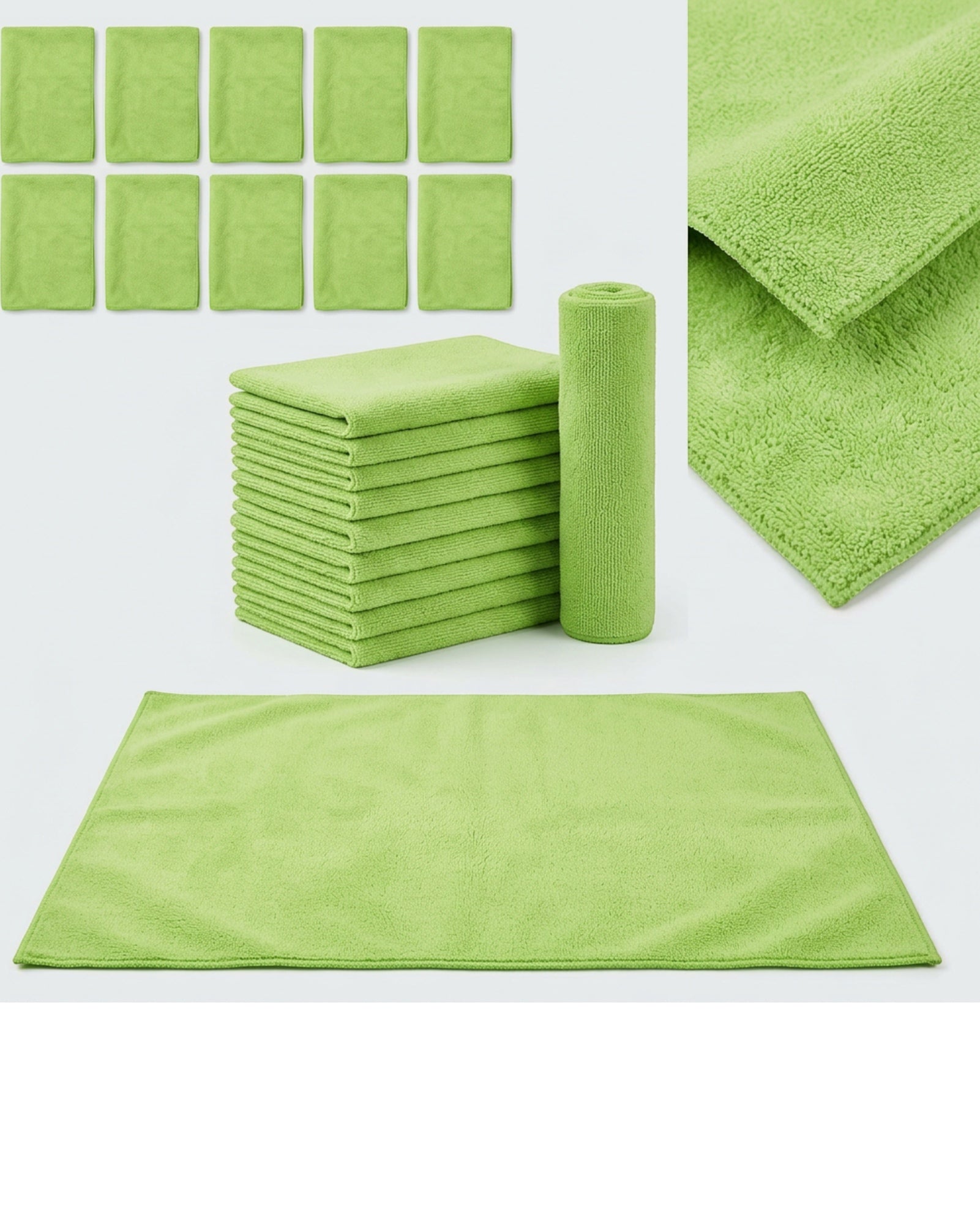Kamxg Edgeless Auto Detailing Cloth Lime 10 Pack