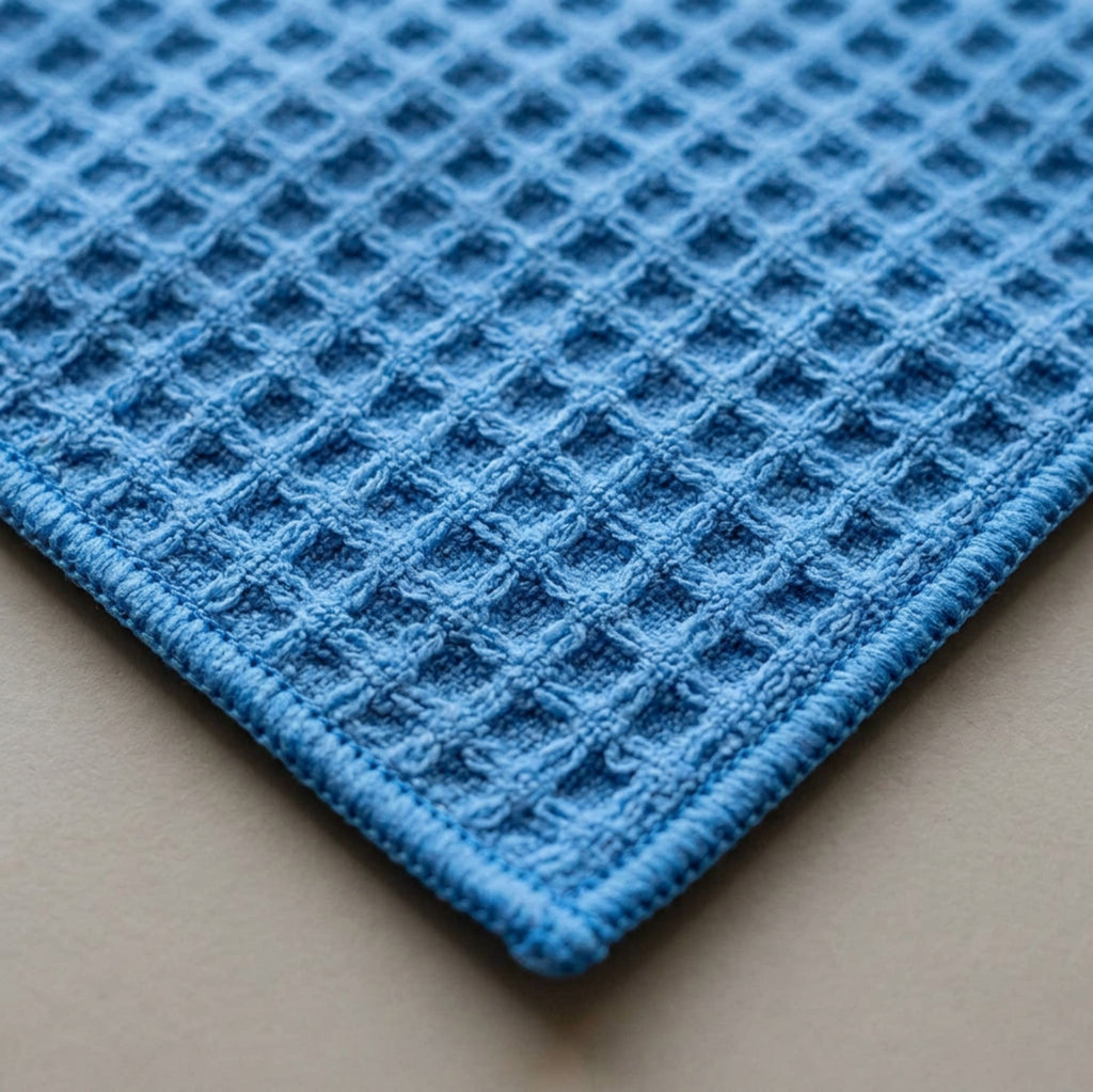 Kamxg Glassgrid Waffle-Weave Auto Glass Cloths 16 x 16 in Blue 4 Pack - Detail view