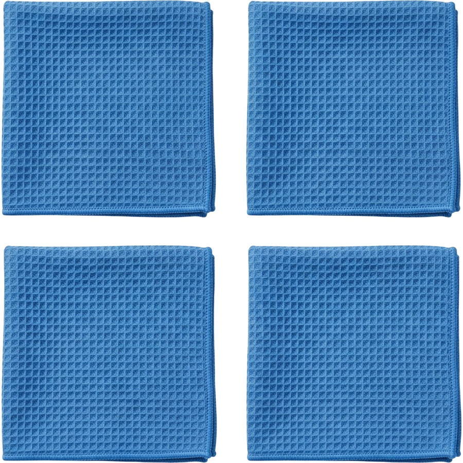 Kamxg Glassgrid Waffle-Weave Auto Glass Cloths 16 x 16 in Blue 4 Pack