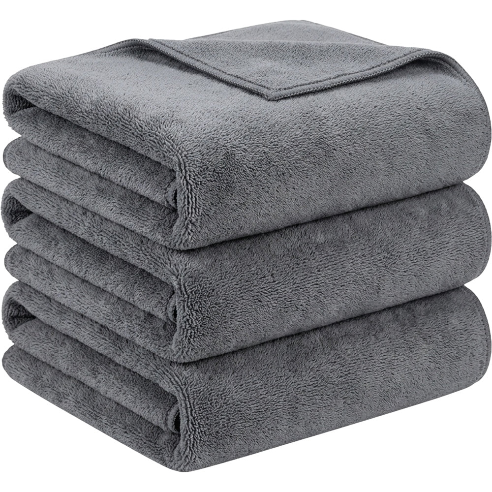 Kamxg Plush Microfiber Car Drying Towel Graphite 3 Pack