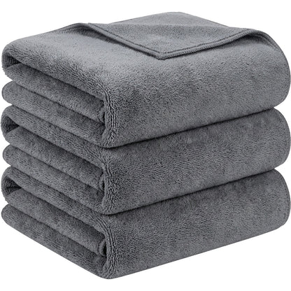 Kamxg Plush Microfiber Car Drying Towel Graphite 3 Pack