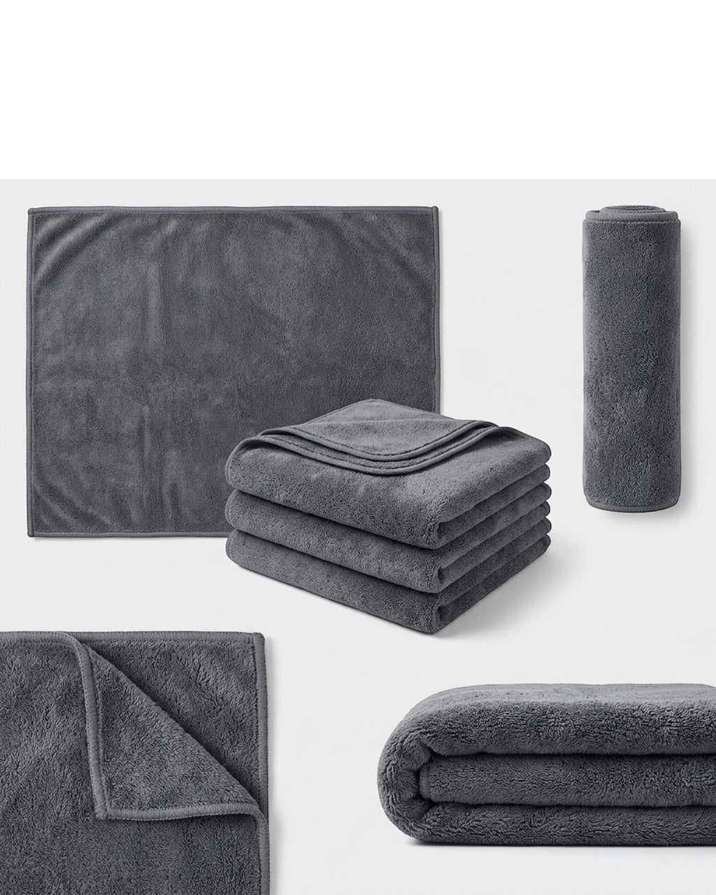 Kamxg Plush Microfiber Car Drying Towel Graphite 3 Pack