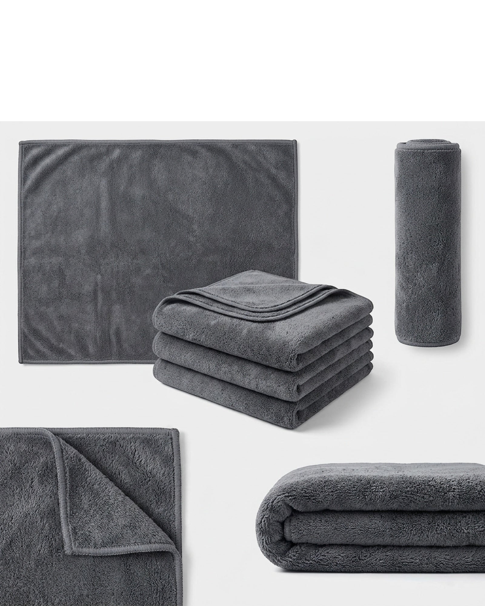Kamxg Plush Microfiber Car Drying Towel Graphite 3 Pack